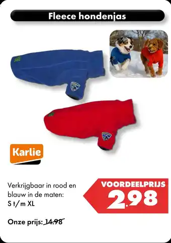 Huisdier Voordeelshop Fleece hondenjas aanbieding