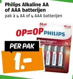 Poiesz Philips Alkaline AA of AAA batterijen aanbieding