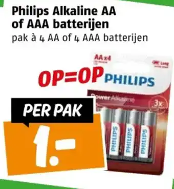 Poiesz Philips Alkaline AA of AAA batterijen aanbieding