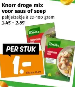 Poiesz Knorr droge mix voor saus of soep aanbieding