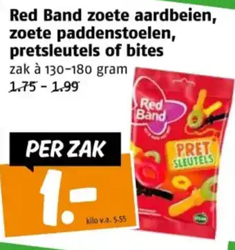 Poiesz Red Band zoete aardbeien, zoete paddenstoelen, pretsleutels of bites aanbieding