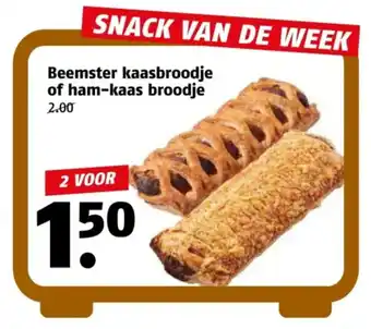 Poiesz Beemster kaasbroodje of ham kaas broodje aanbieding
