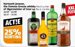 Poiesz Hartevelt jenever, the Famous Grouse whisky of Jägermeister of Licor aanbieding