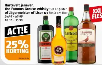 Poiesz Hartevelt jenever, the Famous Grouse whisky of Jägermeister of Licor aanbieding