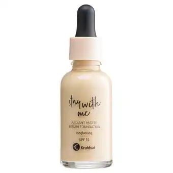 Kruidvat Kruidvat Stay With Me 023 W Light Cashmere Radiant Matte Serum Foundation aanbieding