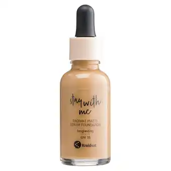 Kruidvat Kruidvat Stay With Me 048 N Deep Praline Radiant Matte Serum Foundation aanbieding