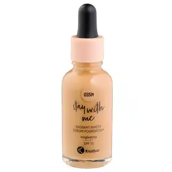Kruidvat Kruidvat Stay With Me 035N Medium Olive Radiant Matte Serum Foundation aanbieding