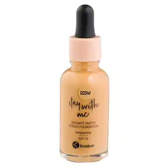 Kruidvat Kruidvat Stay With Me 025W Light Olive Radiant Matte Serum Foundation aanbieding