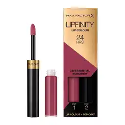 Kruidvat Max Factor Lipfinity Lip Colour 330 Essential Burgundy 2-Step Longlasting Lipstick aanbieding