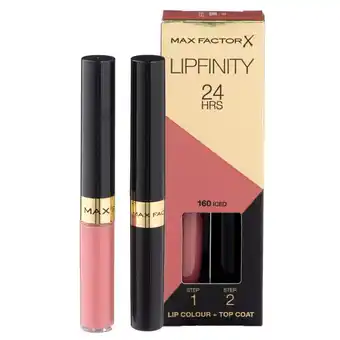 Kruidvat Max Factor Lipfinity Lip Colour 160 Iced 2-Step Longlasting Lipstick aanbieding