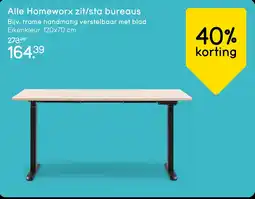 Leen Bakker Alle Homeworx zit/sta bureaus aanbieding