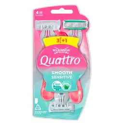 Kruidvat Wilkinson Sword Quattro Smooth Sensitive Wegwerpscheermesjes aanbieding