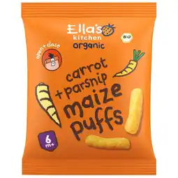Kruidvat Ella's Kitchen Organic 6+M Carrot + Parsnip Maize Puffs aanbieding