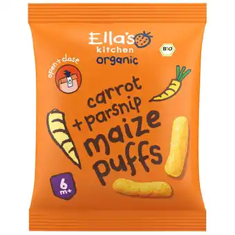 Kruidvat Ella's Kitchen Organic 6+M Carrot + Parsnip Maize Puffs aanbieding