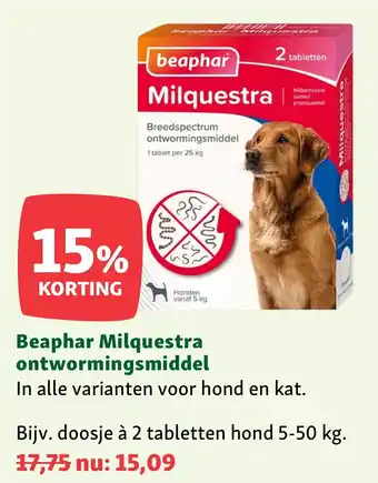 Maxi Zoo Beaphar Milquestra ontwormingsmiddel aanbieding