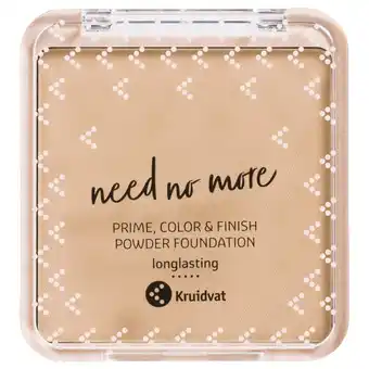 Kruidvat Kruidvat Need No More 028 Medium Biscuit Prime, Color & Finish Powder Foundation aanbieding