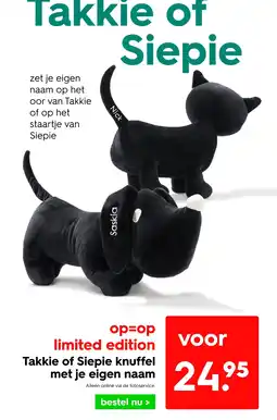 HEMA Takkie of siepie knuffel met je eigen naam aanbieding