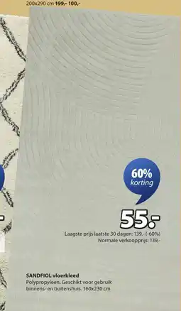 Jysk Sandfiol vloerkleed aanbieding