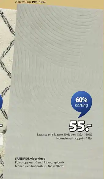 Jysk Sandfiol vloerkleed aanbieding