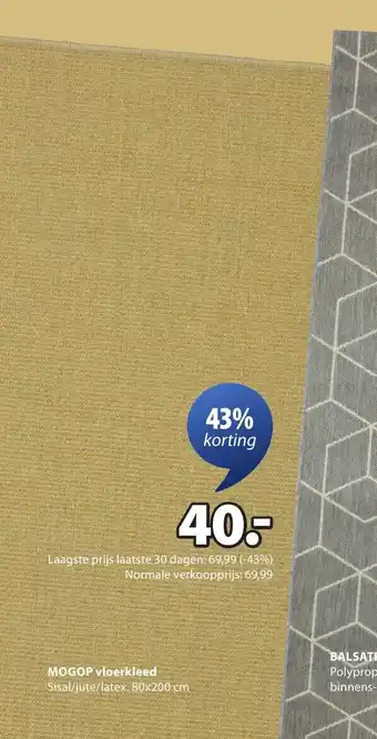 Jysk Mogop vloerkleed aanbieding