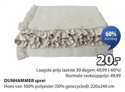 Jysk Dunhammer sprei aanbieding
