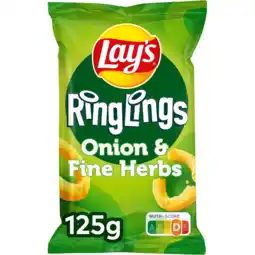 Jumbo Lay's Ringlings Onion & Fine Herbs Chips 125 gr aanbieding