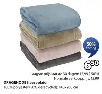 Jysk Dragehode fleeceplaid aanbieding