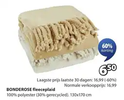 Jysk Bonderose fleeceplaid aanbieding