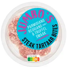 Jumbo Jumbo's Steak Tartaar Bites Parmigiano Reggiano & Truffel Smaak 120 g aanbieding