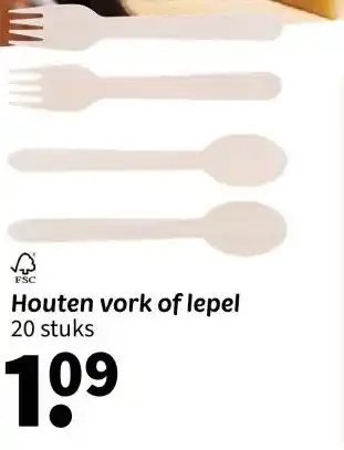 Wibra Houten vork of lepel aanbieding
