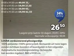 Jysk Losna verduisterend plisségordijn aanbieding