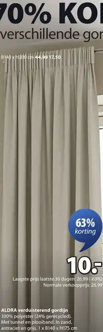 Jysk Aldra verduisterend gordijn aanbieding