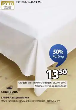 Jysk Sandra satijnen laken aanbieding