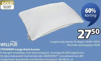 Jysk Wellpur Strokken traagschuim kussen aanbieding