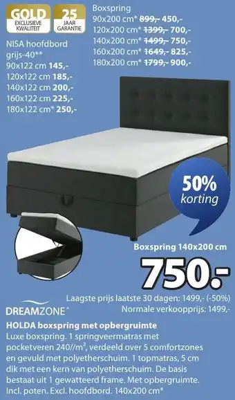 Jysk Dreamzone Holda boxspring met opbergruimte aanbieding