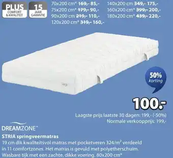 Jysk Dreamzone Stria springveermatras aanbieding