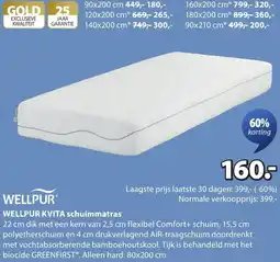 Jysk Wellpur Kvita schuimmatras aanbieding