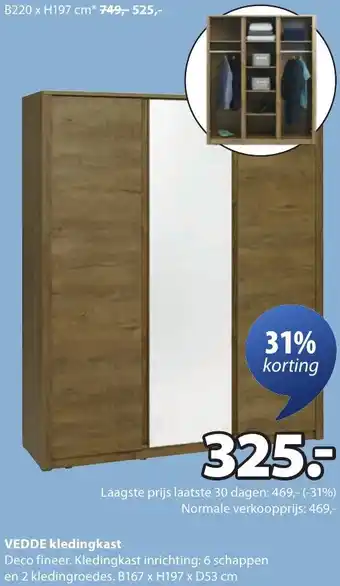 Jysk Vedde kledingkast aanbieding