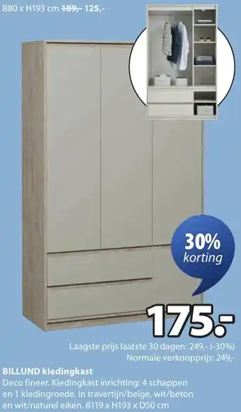Jysk Billund kledingkast aanbieding