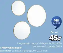 Jysk Sandager spiegel aanbieding