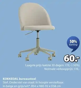 Jysk Kokkedal bureaustoel aanbieding