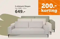 Woonexpress 3-zitsbank Stegen aanbieding