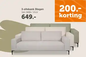 Woonexpress 3-zitsbank Stegen aanbieding
