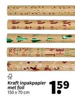 Wibra Kraft inpakpapier met foil aanbieding