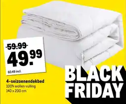 Makro 4 seizoenendekbed 100% wollen vulling aanbieding