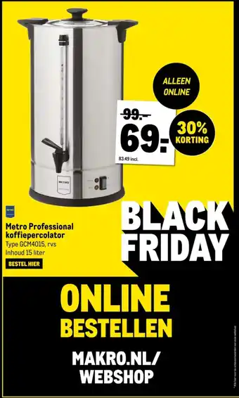 Makro Metro Professional koffiepercolator aanbieding