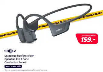 Euronics Shokz Draadloze hoofdtelefoon OpenRun Pro 2 Bone Conduction Zwart aanbieding