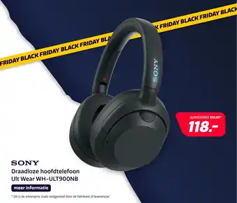 Euronics Sony Draadloze hoofdtelefoon Ult Wear WH-ULT900NB aanbieding