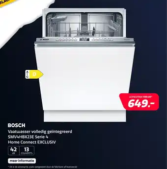 Euronics Bosch Vaatwasser volledig geïntegreerd aanbieding