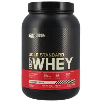 Holland & Barrett Optimum Nutrition Gold Standard 100% Whey Cookies & Cream - 896g aanbieding